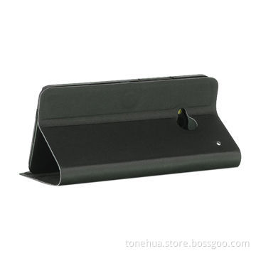 Hot Sale PU Leather Stand Flip Case for Black HTC One M7